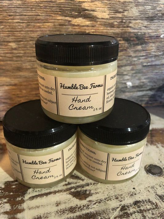 Jars of Humble Bee Farms herbal infused healing hand cream. 