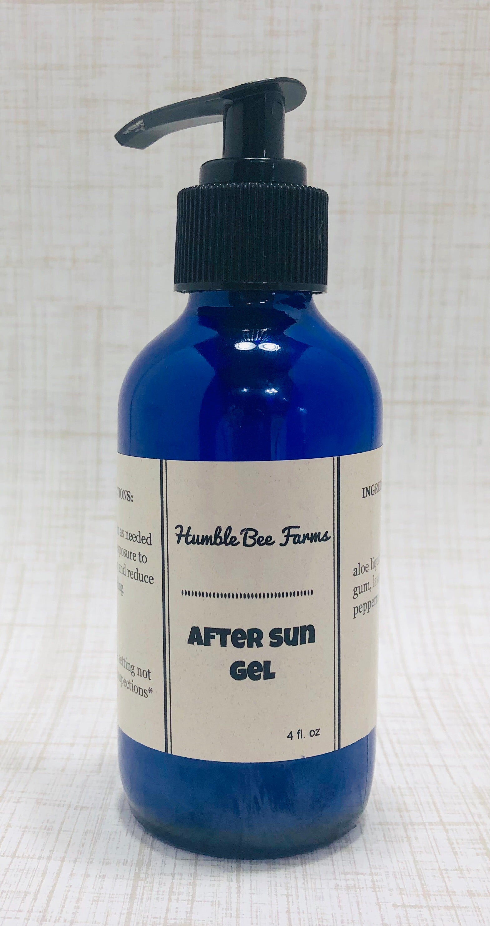 A bottle of Humble Bee Farms After Sun Gel. 